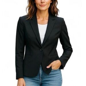 J. Crew Woman Black Italian Wool Bi-Stretch Blazer Jacket US16 Classic Luxury